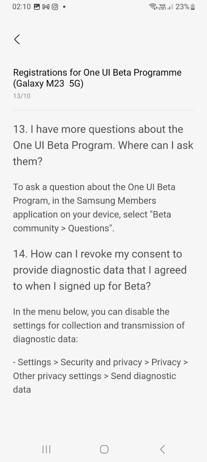One UI 6 Beta Program - Galaxy M23 - 11