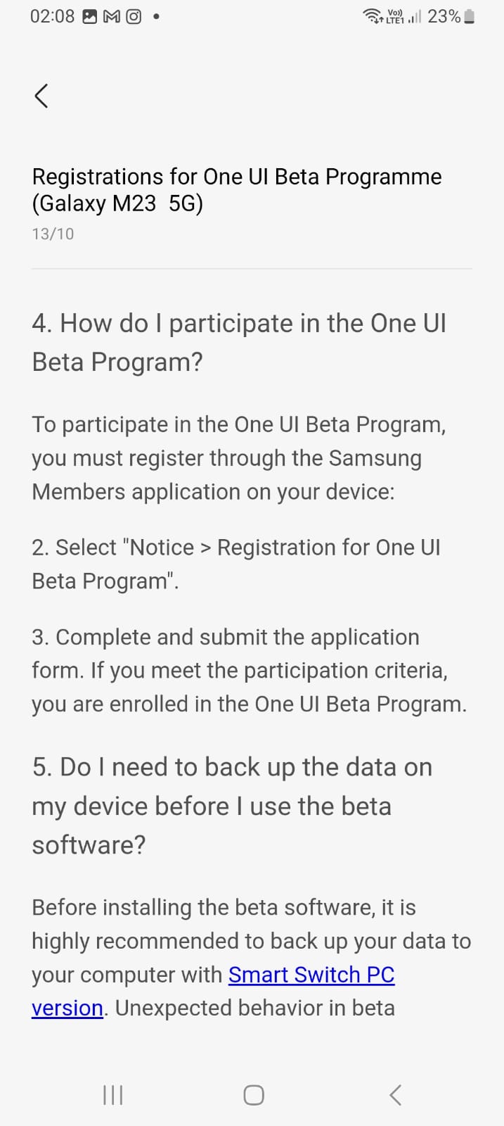 One UI 6 Beta Program - Galaxy M23 - 5